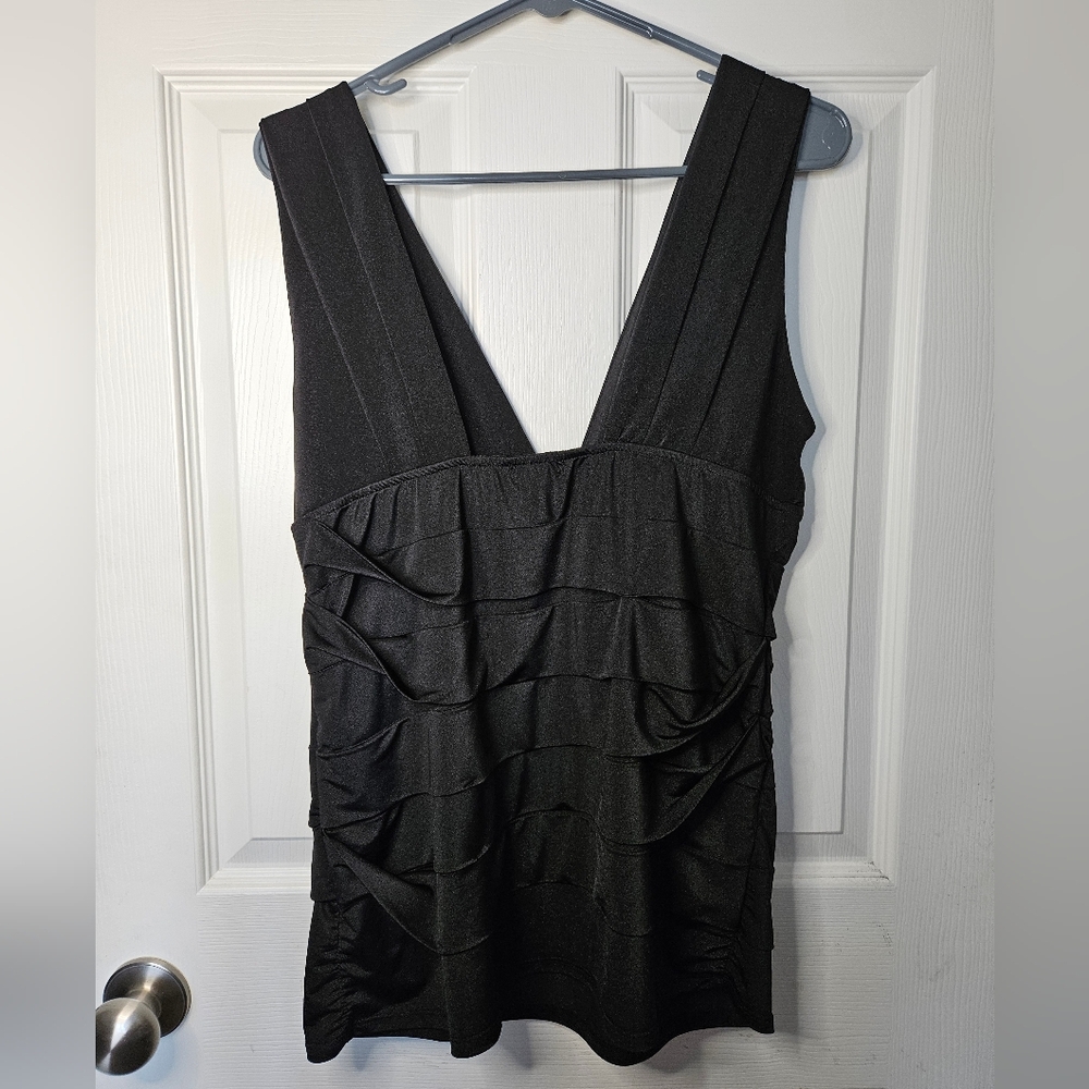 Vintage 90's Wet Seal Women's Black Sleeveless Ruffled Top Size XL